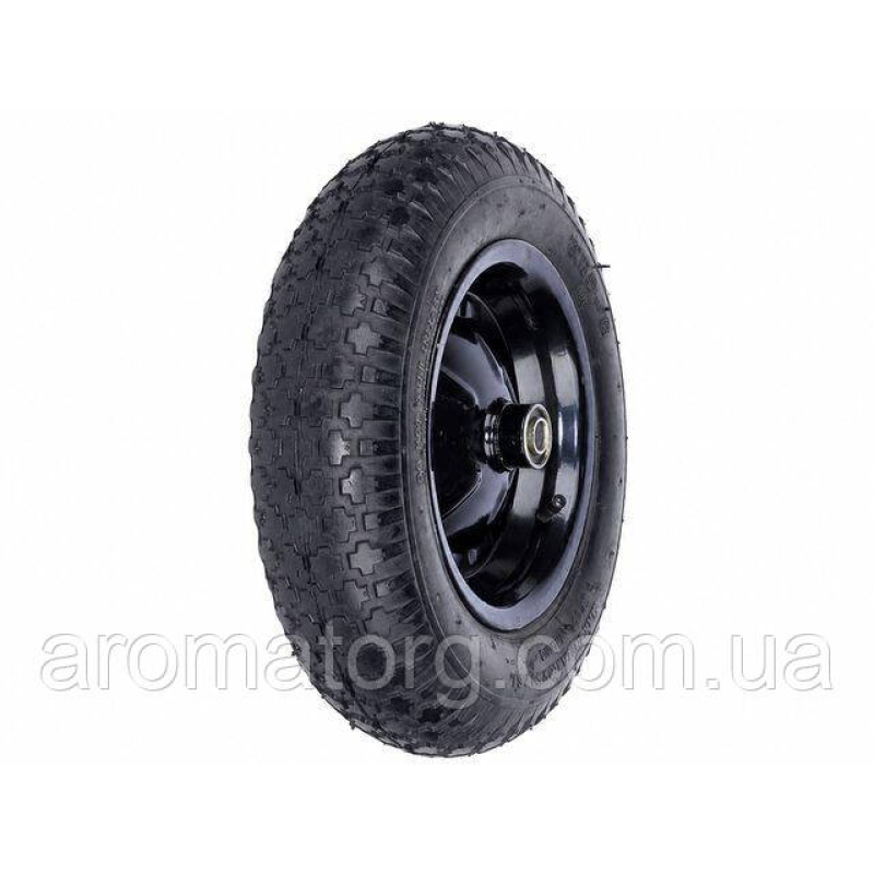 Колесо в складі TT AGRO MOTO 3.50-8 на садово-будівельну тачку, L посадкового під вісь — 98 мм, Ø посадкового під вісь — 16 мм