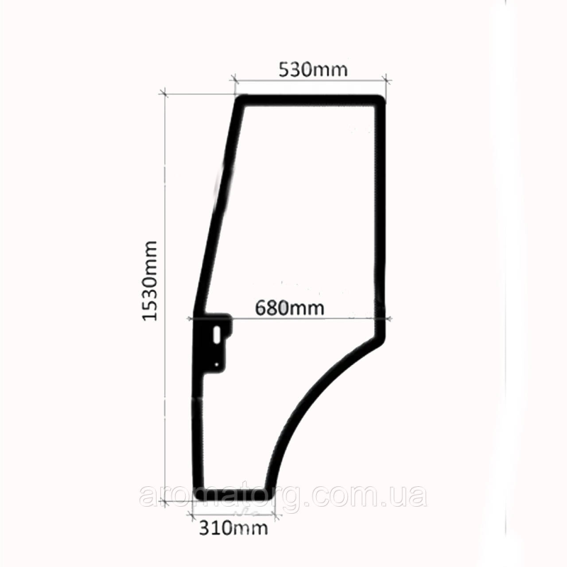 Скло дверей ліве DW 244AC (h=1530, 310х680х530)