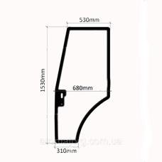 Скло дверей правого DW 244AC (h=1530, 310х680х530)
