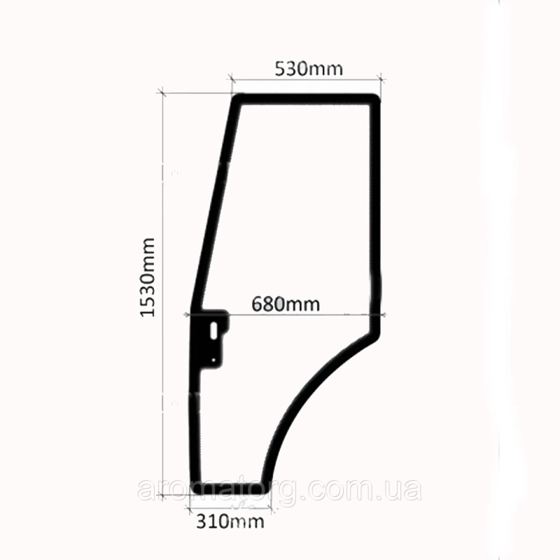 Скло дверей правого DW 244AC (h=1530, 310х680х530)