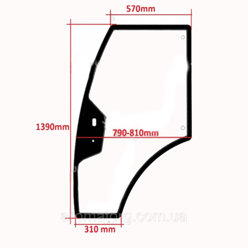 Скло дверей праворуч YTO MF454